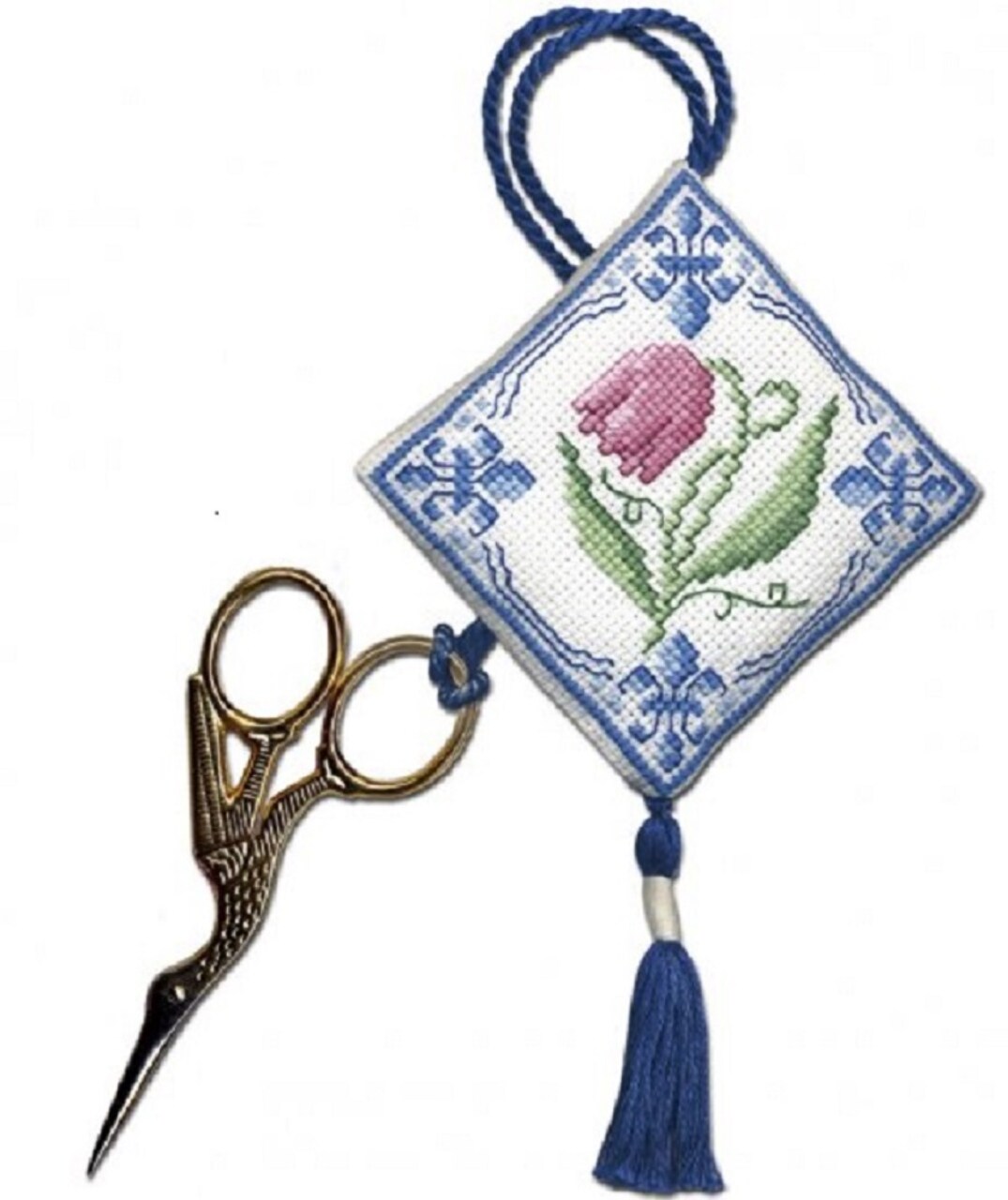 Textile Heritage Scissor Keep Cross Stitch Kit - Delft Tulips
